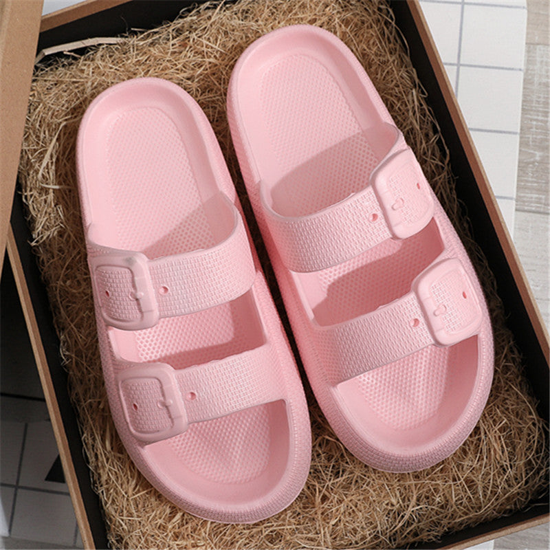 Buckle Slippers Women Outdoor Indoor Thick-soled Eva Bathroom Shoes