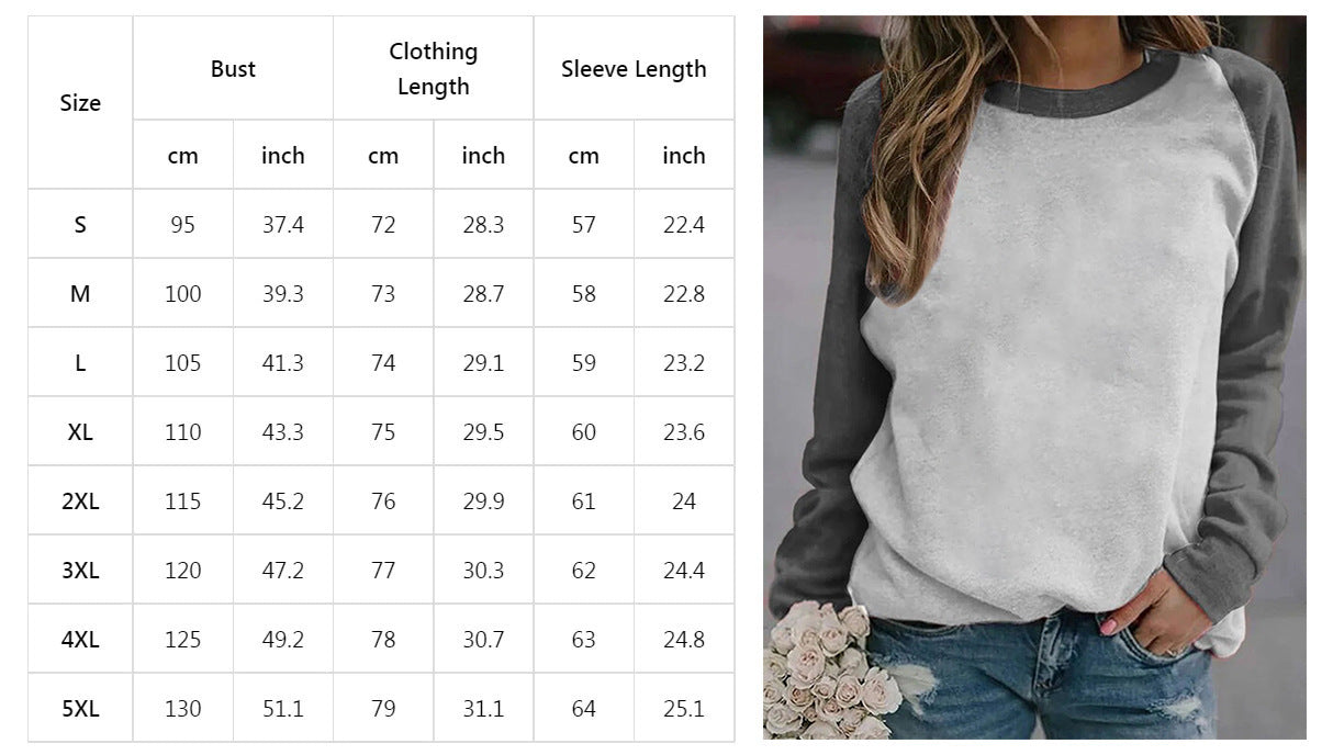 Printed Long-sleeved Round Neck Women's Sweater Autumn And Winter Plus Size Top