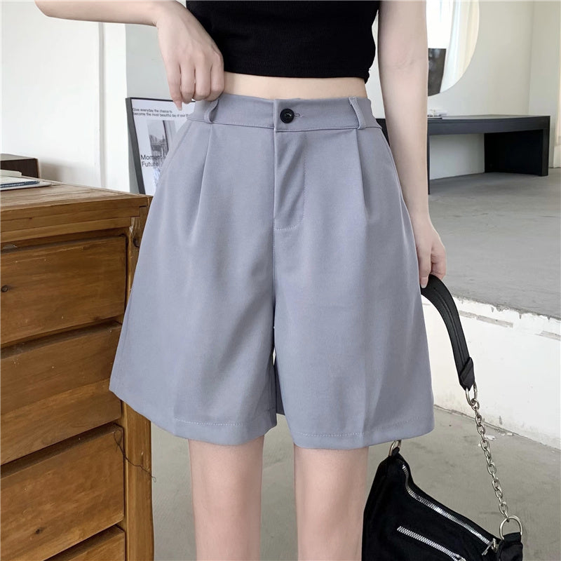 Women's Retro Straight Wide Leg High Waist Shorts