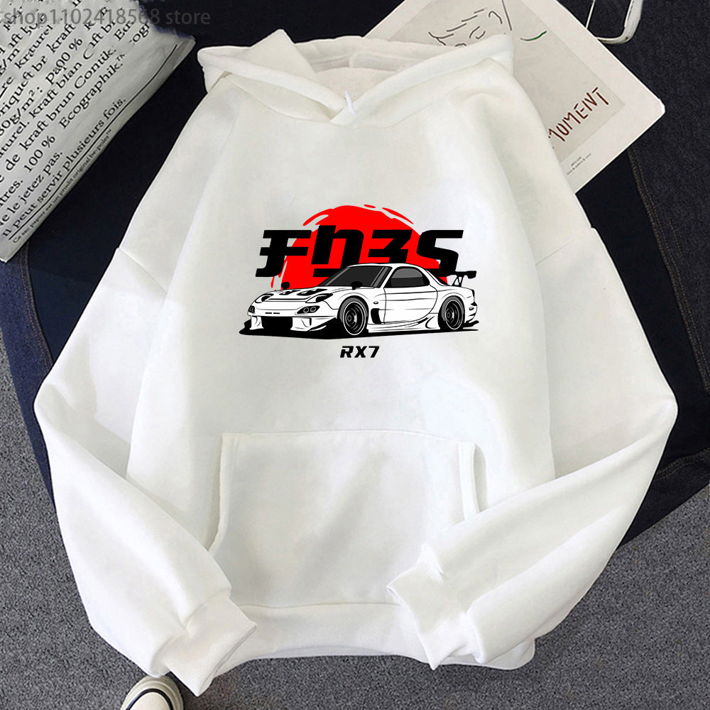 New Car Printed Cotton Hoodie Casual