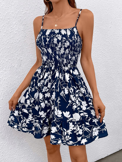 Printed Waist-controlled Sexy Tube Top Strappy Dress