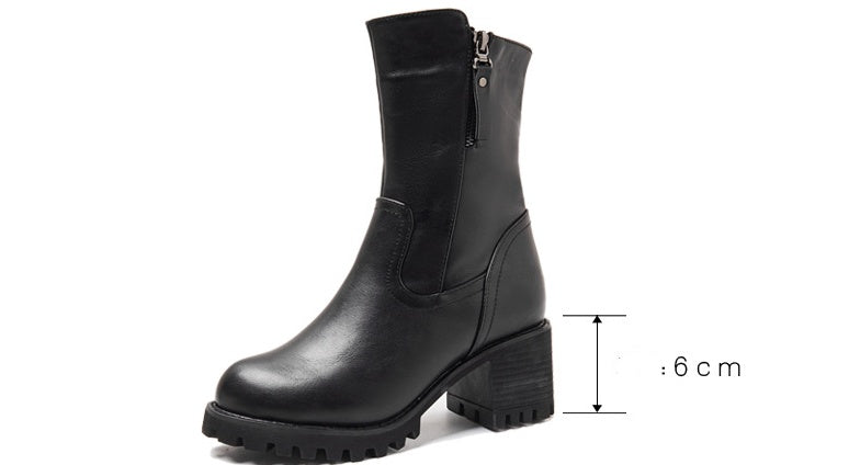 Thick Heel Martin Boots Women New Versatile Black Locomotive