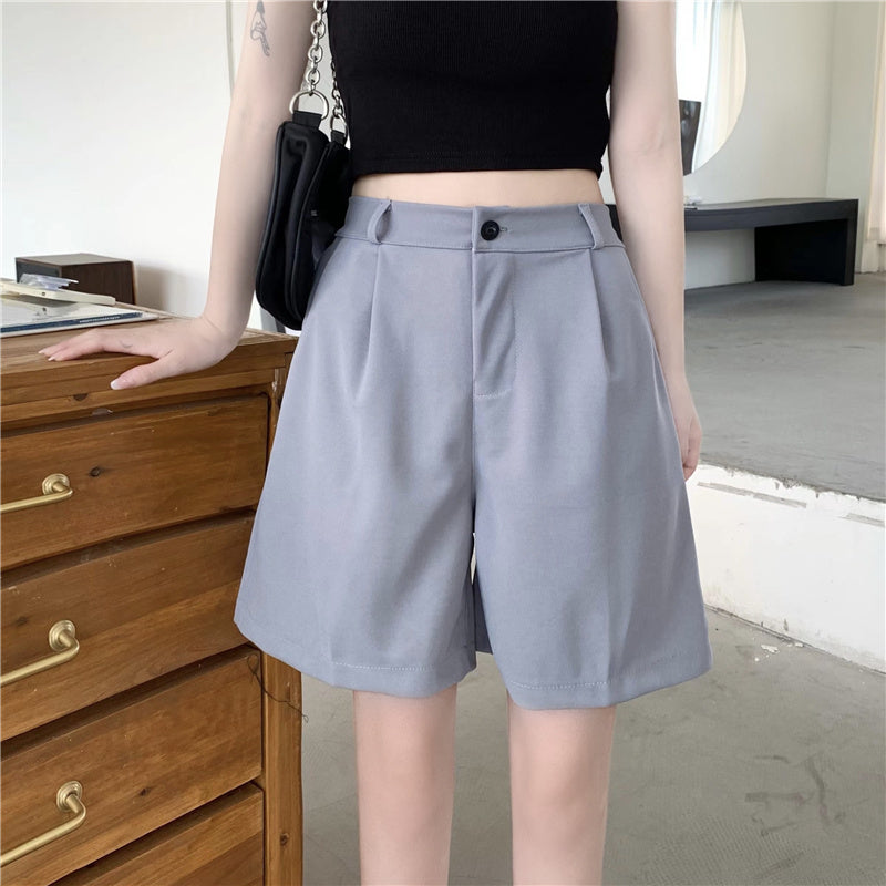 Women's Retro Straight Wide Leg High Waist Shorts