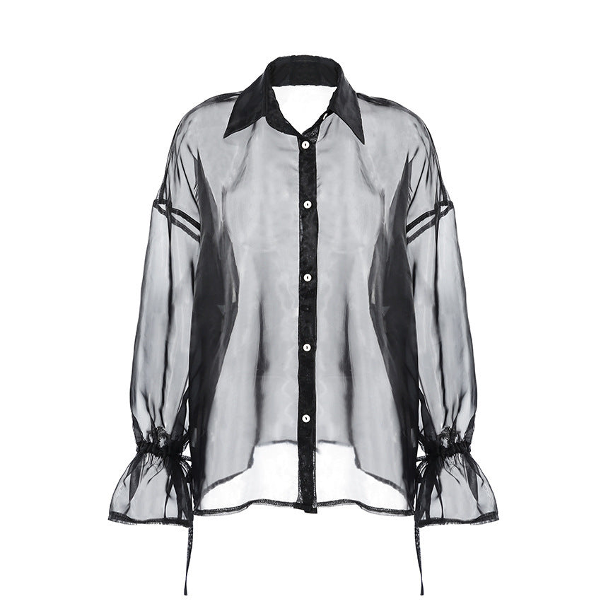 Women's Organza High-grade Outer Wear Mid-length Transparent Shirt