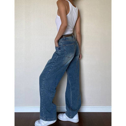 Women's Plus Size Retro High Waist Wide Leg Jeans