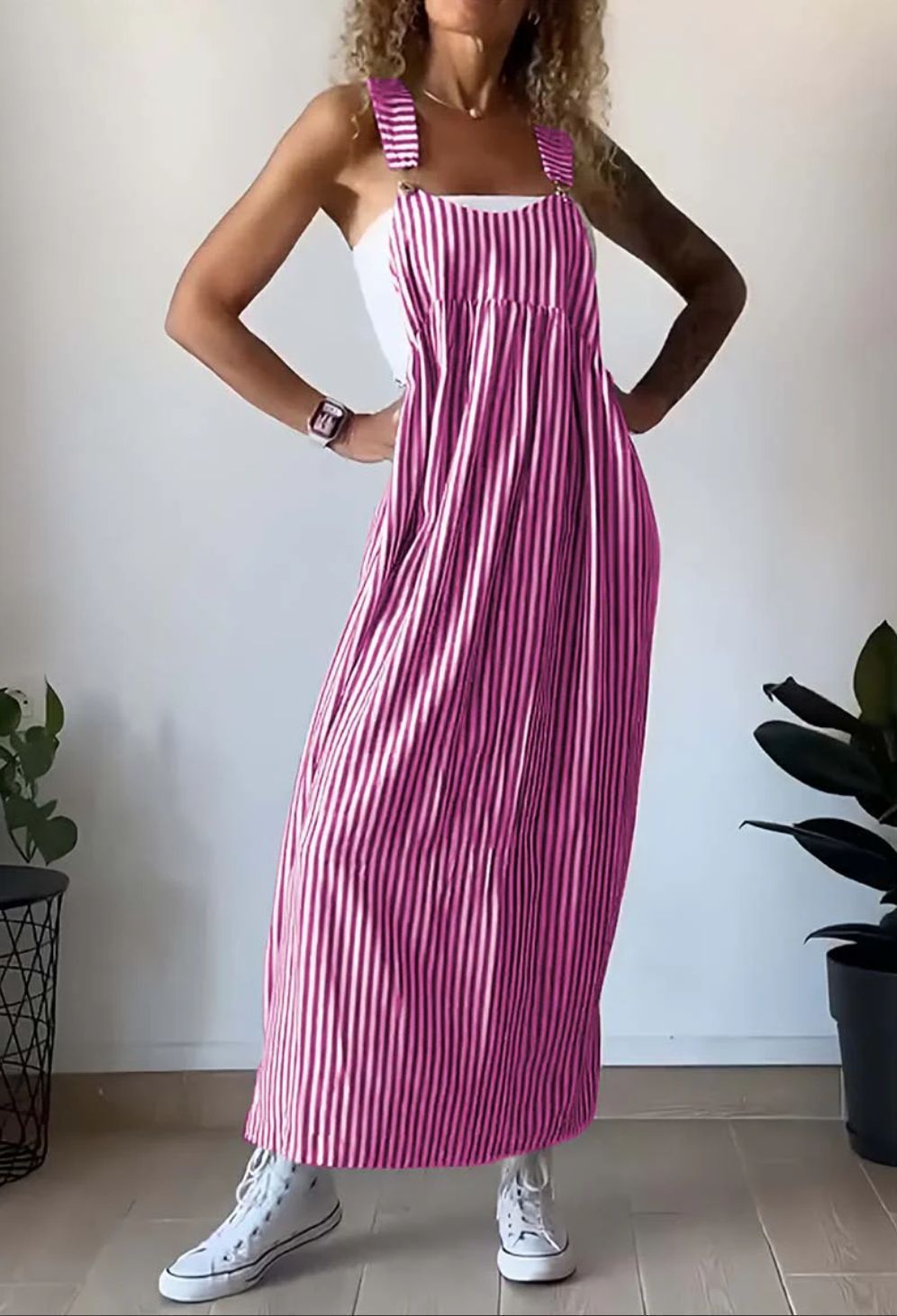 Summer Women's Fashion Striped Overall Dress