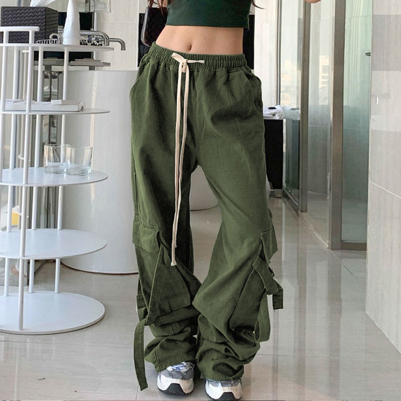 Ins Ribbon Workwear Casual Pants