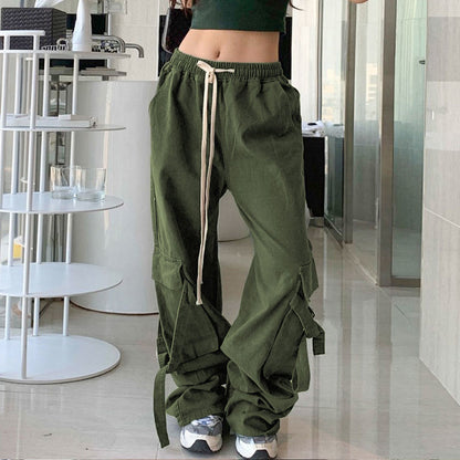 Ins Ribbon Workwear Casual Pants