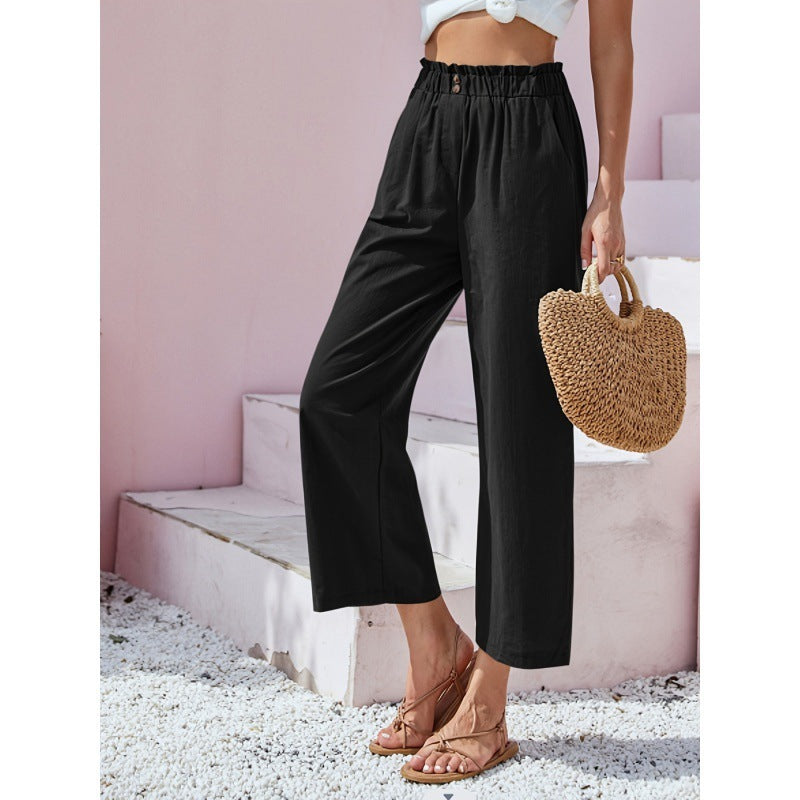 High Waist Straight Casual Pants