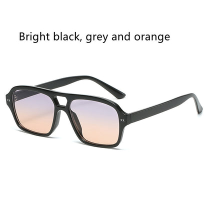 Retro Double Bridge Polygonal Sunglasses