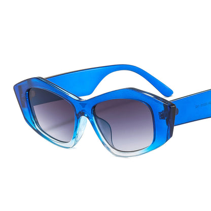 Striped Small Frame Geometry Sunglasses