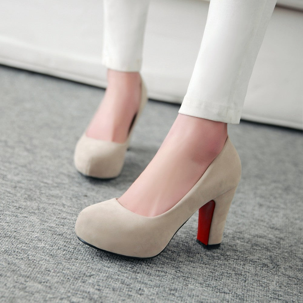 Shallow Mouth Suede Pumps Thick Heel Water Platform Super High Heel