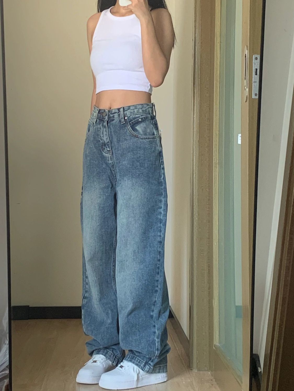 Plus Size High Waist Wide Leg Jeans For Women