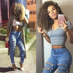 Women's jeans with ripped feet pants