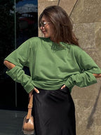 Knitted Sweater Round Neck Women's Clothing Hollowed Out