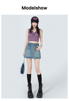 Summer Denim Skirt Lining High Waist A- Line Skirt