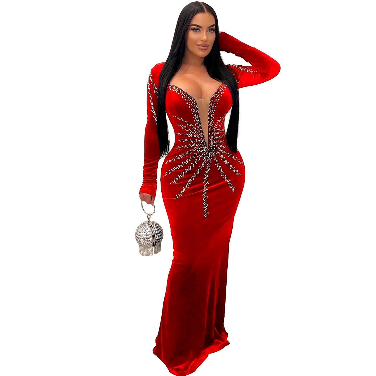 Women's Party Long Sleeve Fishtail Dress