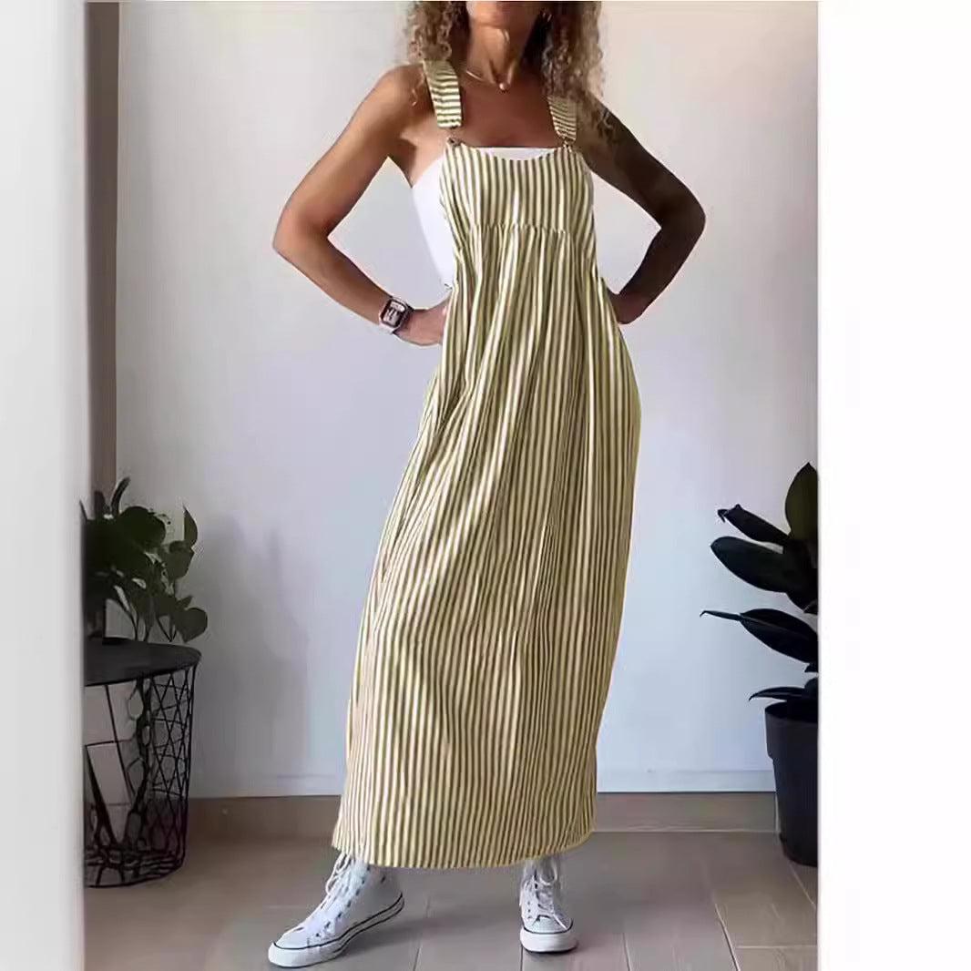 Summer Women's Fashion Striped Overall Dress