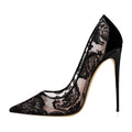 Lace hollow high heels