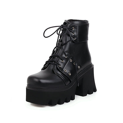 Women Round Toe Metal Rivets Ankel Boots