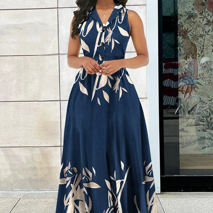 Women's Printed Sleeveless Long Dress