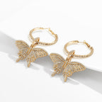 Jewelry Retro Full Diamond Butterfly Exaggerated Earrings Women