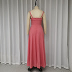 Sexy Shoulder Strap Slit Solid Color Dress