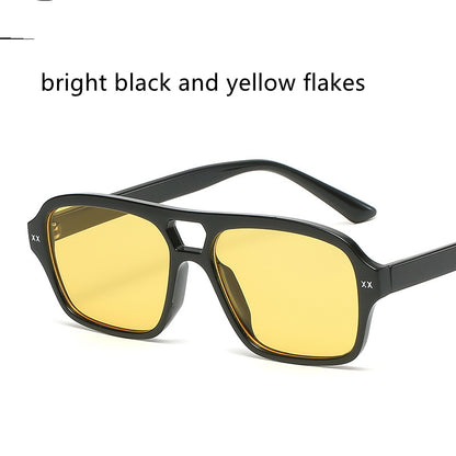 Retro Double Bridge Polygonal Sunglasses