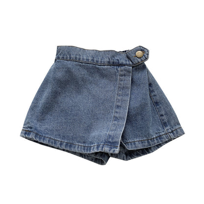 Girls Denim Skirted Leggings Summer New Button Versatile