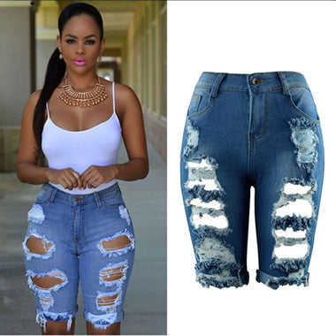 Hand-worn trendy personality denim shorts