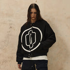 Full Printed Embroidered Cotton-padded Coat Simple Stitching Baggy Coat