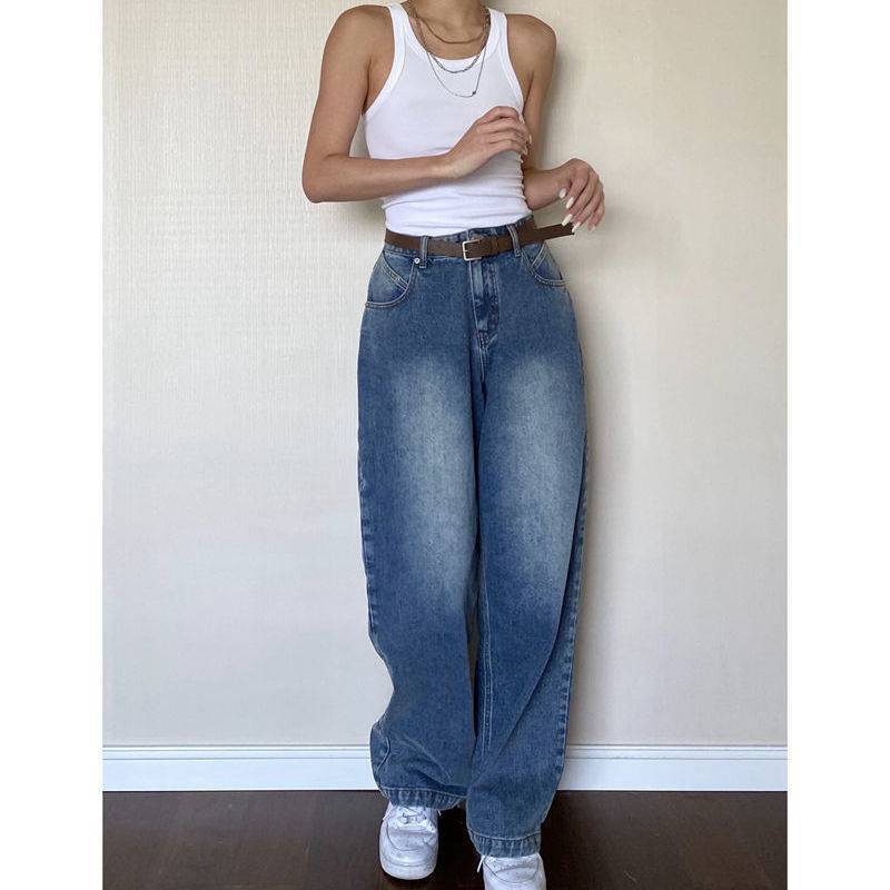 Women's Plus Size Retro High Waist Wide Leg Jeans