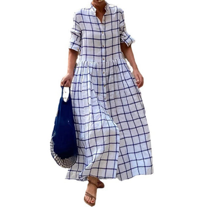 European And American Fashion Elegant Long Loose Lapels Large Swing Dress