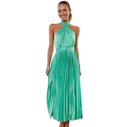 Sleeveless Halter V-neck Swing Dress