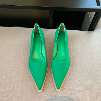 Simple Pointed Toe Pumps Low Heel Women's Shoes