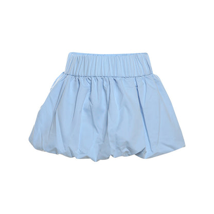 Pure Color All-matching Puffy High Waist Ultra Short Skirt