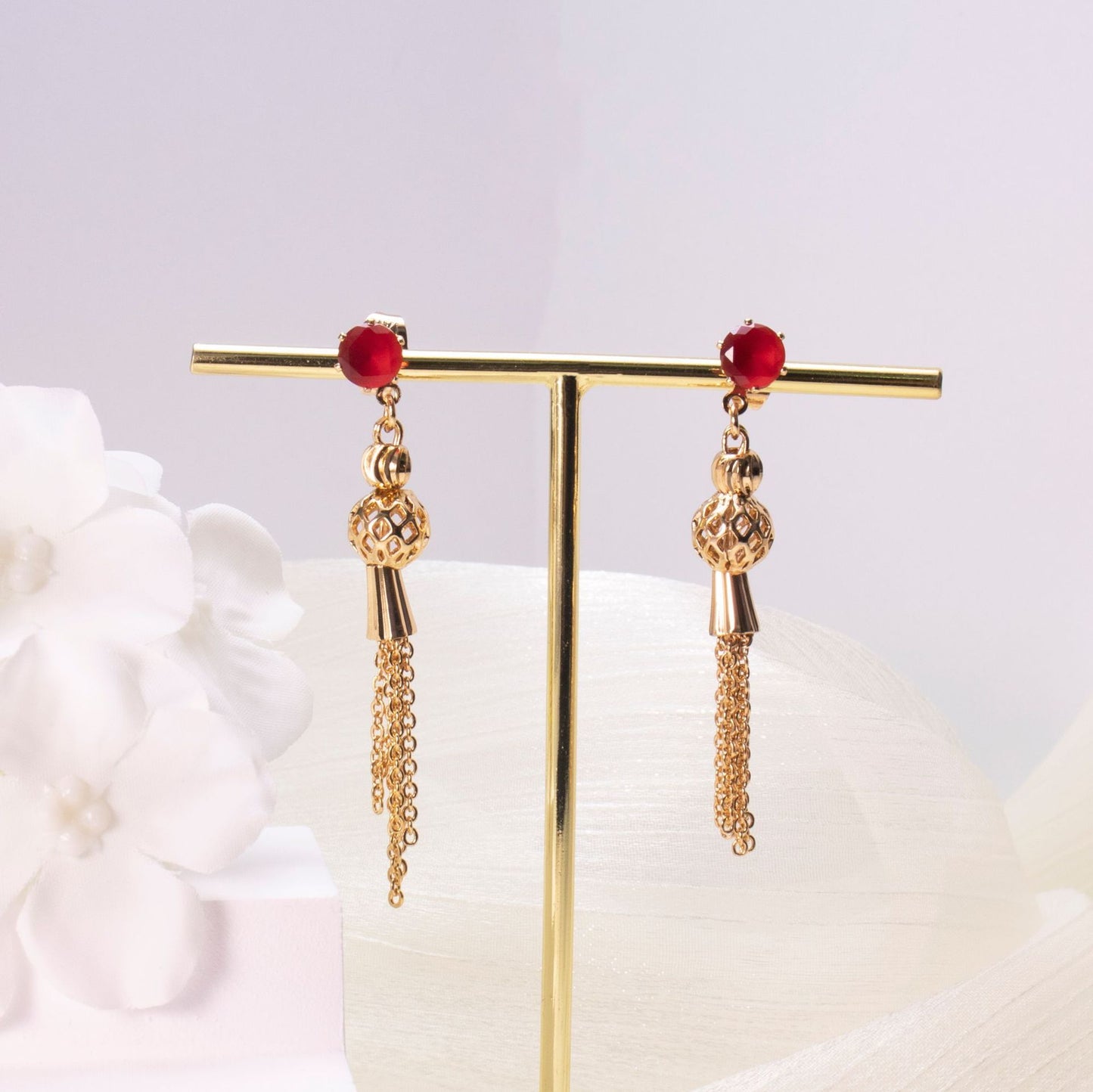 Gold-plated Diamond Tassel Earrings Eardrops Jewelry For Women