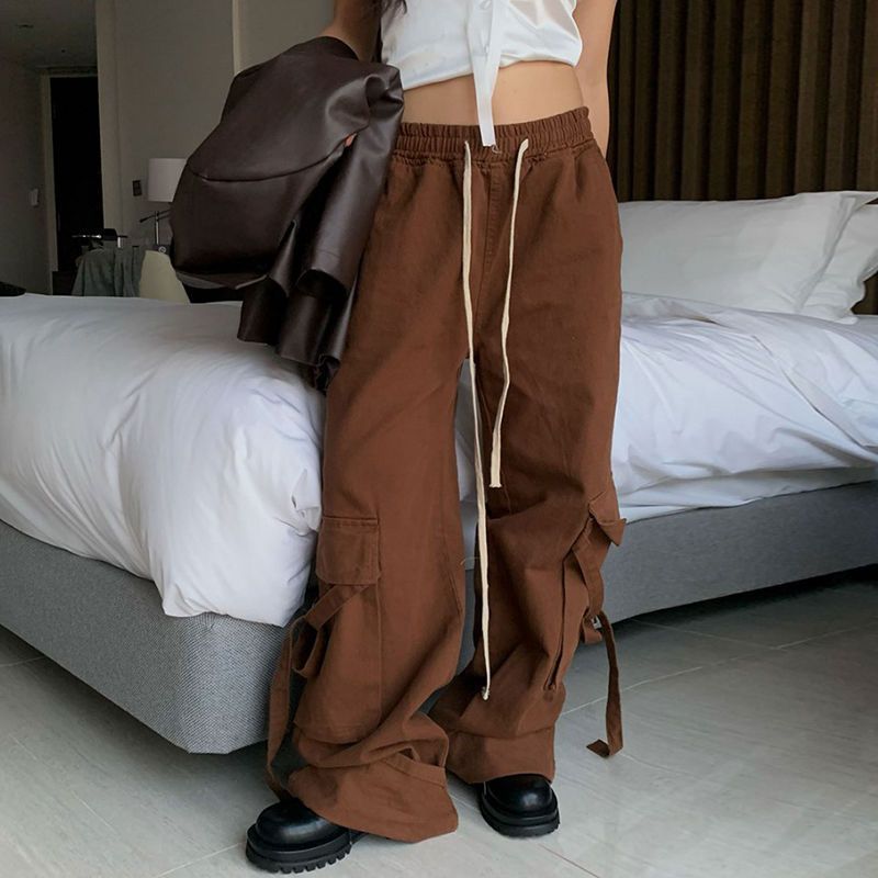 Ins Ribbon Workwear Casual Pants