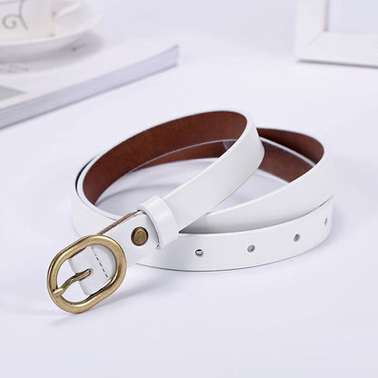 Ladies thin belt retro cowhide with dress jeans