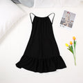Summer Thin With Shoulder-straps Backless Ruffled Nightdress