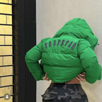 Contrast Color Letter Embroidery Short Cotton Coat Female Ins All Zipper