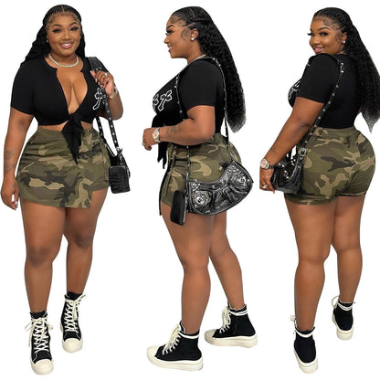 Women's Fashion Casual Camouflage Pocket Shorts