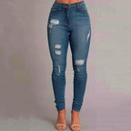 Women's Jeans Ankle Banded Slim Fit Hip Raise Jeans Women's Trousers