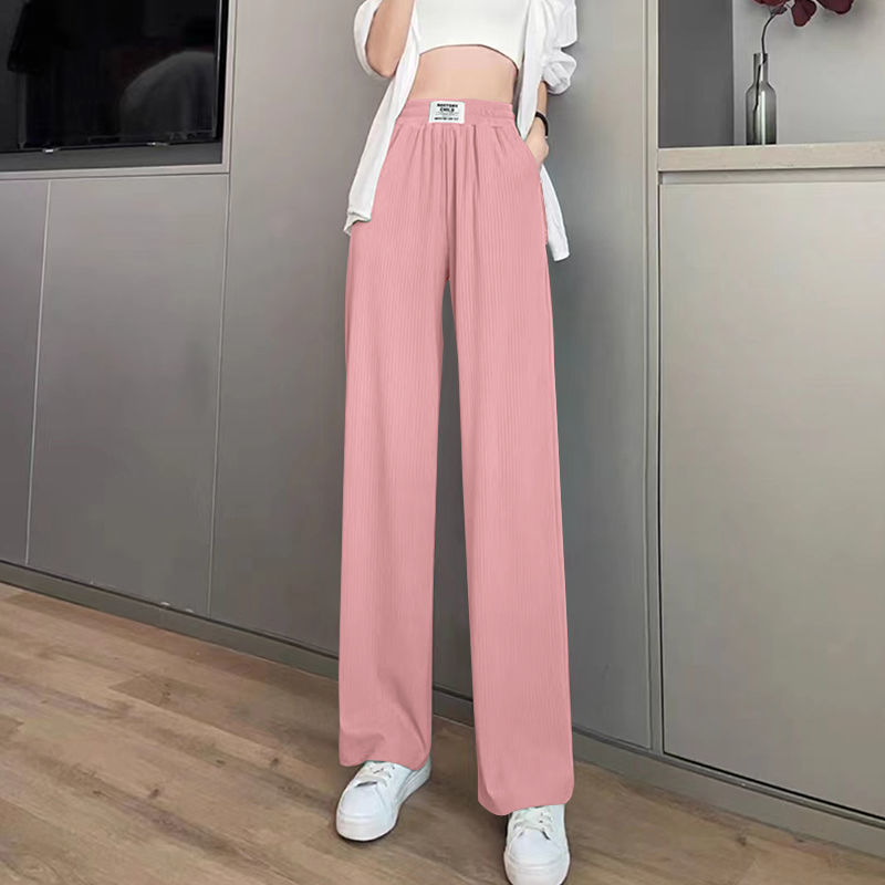 Women's SpringSummer High Waist Drooping Ice Silk Thin Pants