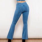Shascullfites Melody Light Blue Flared Lift Jeggings Button Up Jeans Shaping Jeans Women High Waist Flare Jeans