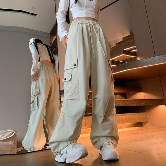 Retro Slimming Straight Casual Wide-leg Pants