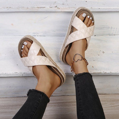 New Fashion Cross Toe Platform Sandals And Slippers Women