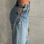 Women's high waist washed jeans