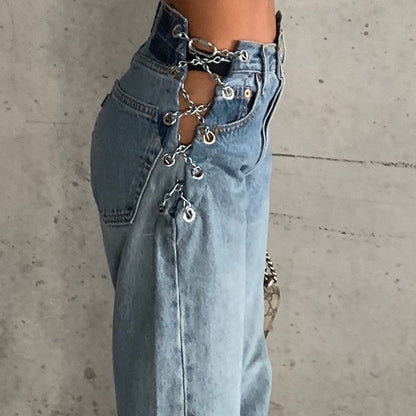 Women's high waist washed jeans