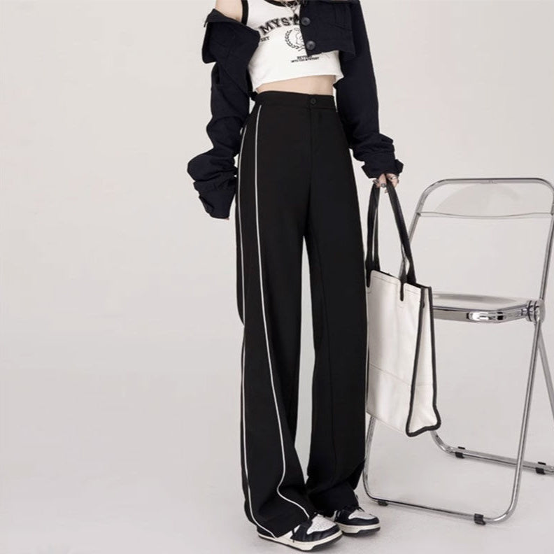 Women's Fashion Loose High Waist Straight Casual Sports Pants